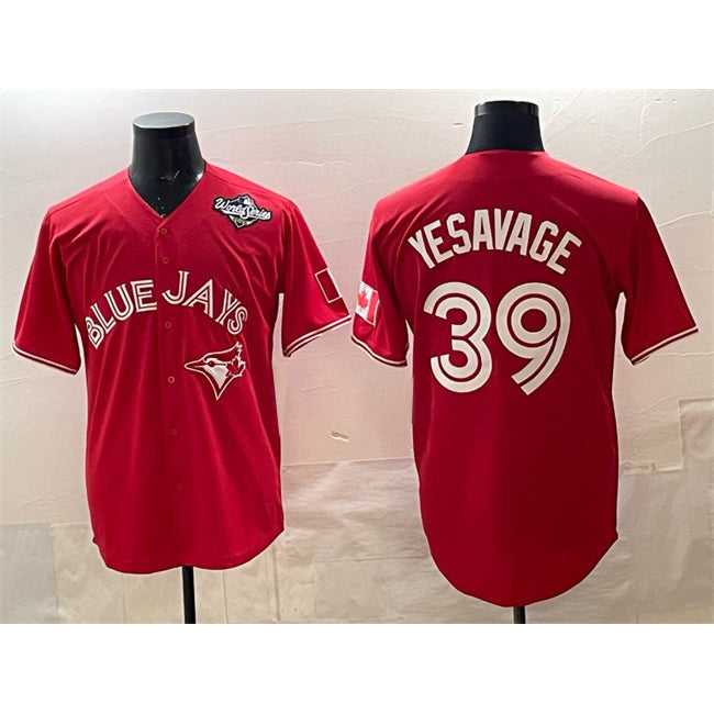 Usanow Toronto Blue Jays #39 Trey Yesavage Red  2025 World Series Cool Base Stitched Jersey
