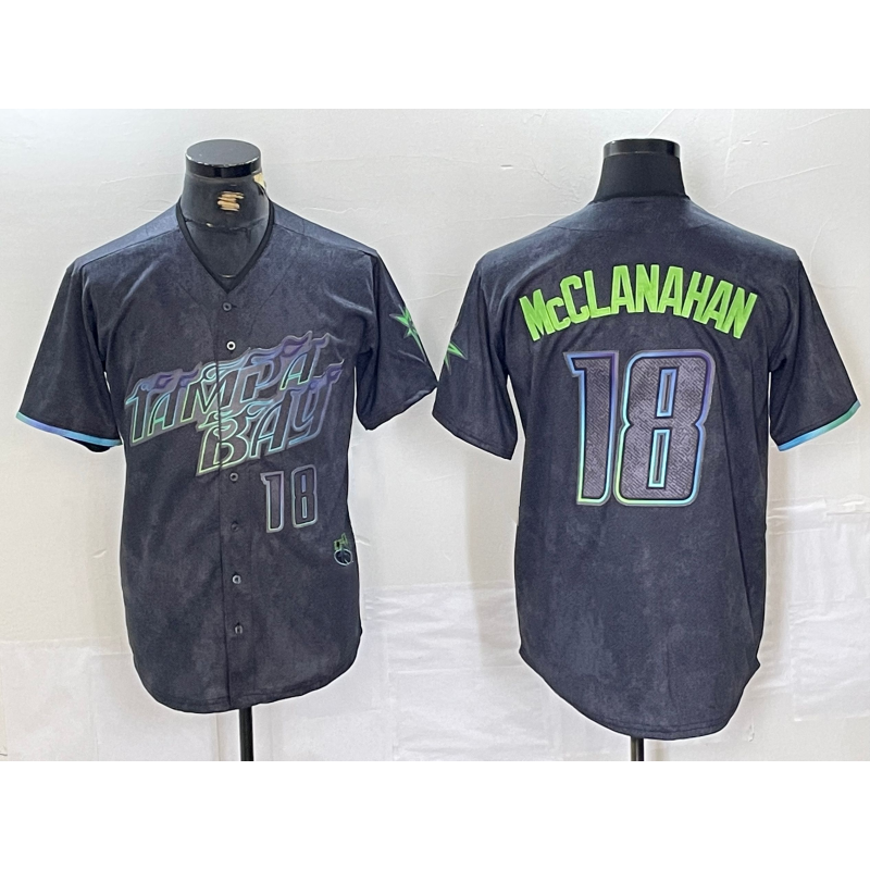 Usanow Tampa Bay Rays #18 Shane McClanahan Number Charcoal  2024 City Connect Limited Stitched Jersey 2