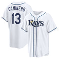 Usanow Tampa Bay Rays #13 Junior Caminero White  Home Replica Jersey