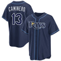 Usanow Tampa Bay Rays #13 Junior Caminero Navy  Cool Base Stitched Jersey
