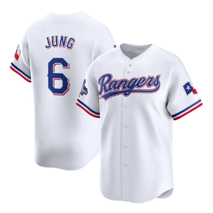 Usanow Texas Rangers #6 Josh Jung White  2023 World Series Champions Stitched Jersey