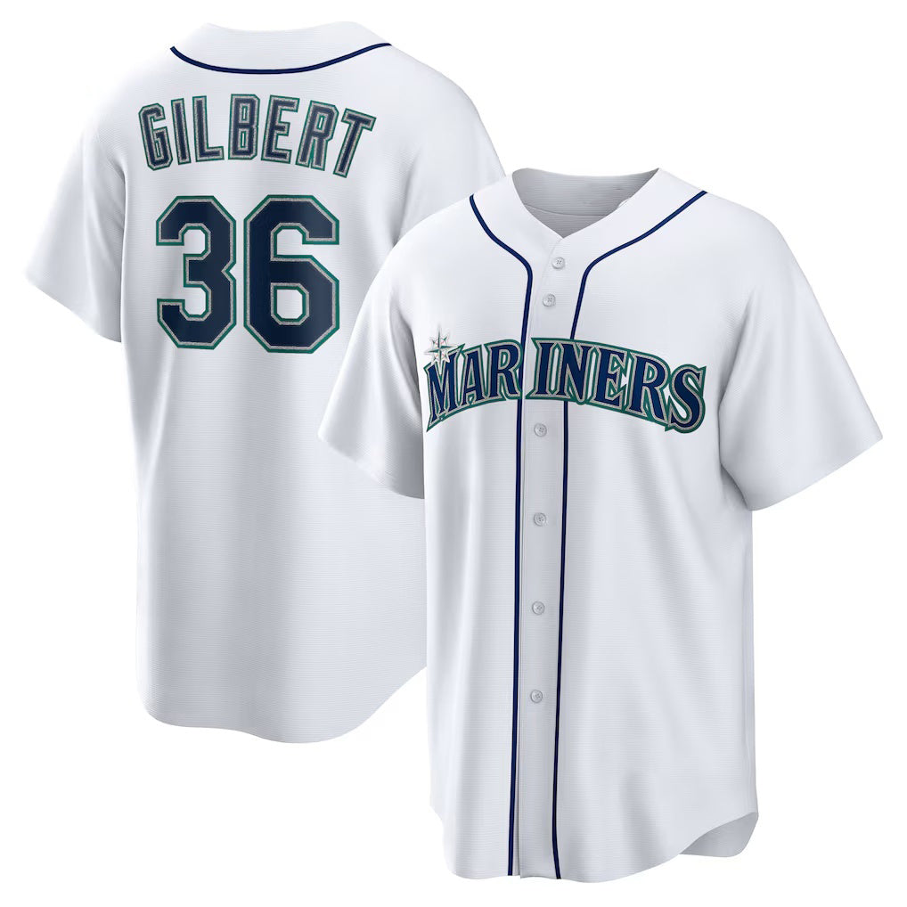 Usanow  Seattle Mariners #36 Logan Gilbert White  Home Replica Jersey