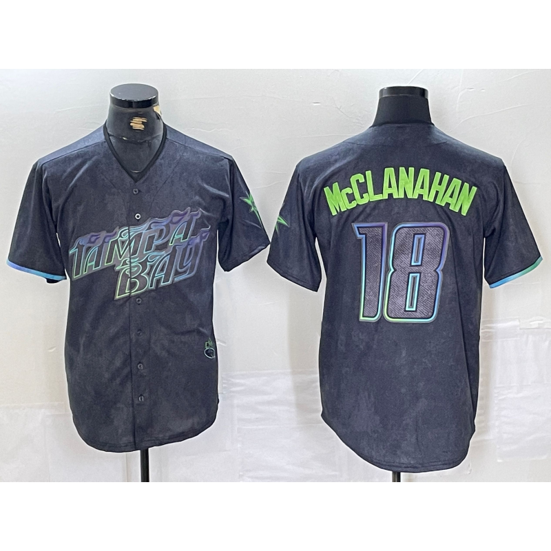 Usanow Tampa Bay Rays #18 Shane McClanahan Charcoal  2024 City Connect Limited Stitched Jersey