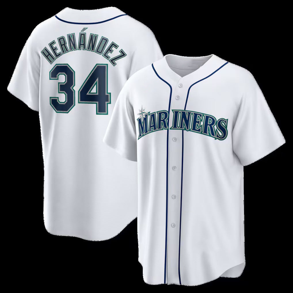 Usanow  Seattle Mariners #34 Felix Hernandez White  Home Retired Player Replica Jersey