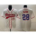 Usanow Atlanta Braves #28 Matt Olson White  Cool Base With Patch Stitched Jersey