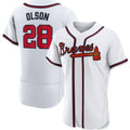 Usanow Atlanta Braves 28 Matt Olson White  Flex base Jersey