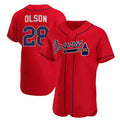 Usanow Atlanta Braves #28 Matt Olson Red  Flex Base Stitched Jersey