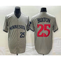 Usanow Minnesota Twins #25 Byron Buxton Number 2023 Grey  Home Team Cool Base Stitched Jersey